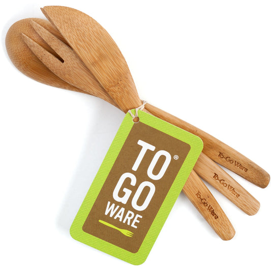 Fork, Knife, & Spoon Single Bamboo Utensil Set